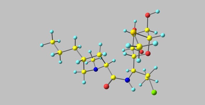 Clindamycin molecular structure isolated on grey