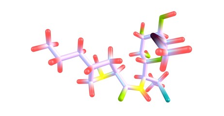 Clindamycin molecular structure isolated on white