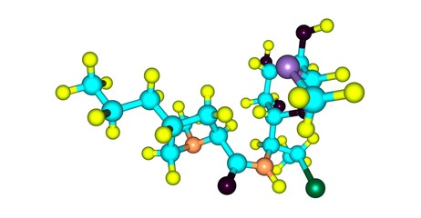 Clindamycin molecular structure isolated on white