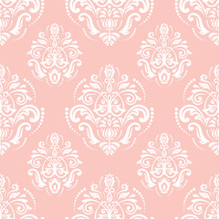 Orient vector classic pattern. Seamless abstract background with vintage elements. Orient background. Pink and white ornament for wallpaper and packaging