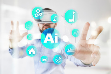 AI, Artificial intelligence, machine learning, neural networks and modern technologies concepts. IOT and automation.
