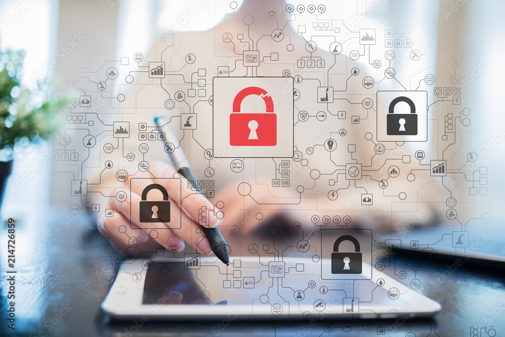 Poster cyber attack detection. internet security, information and data safety concept. gdpr. privacy.