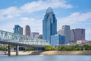 The Cincinnati skyline and Ohio River, seen from Newport, Kentucky.