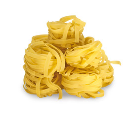 Italian pasta on white isolated background. Fettuccine