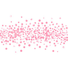 Wedding glitter confetti with dots on isolated backdrop. Shiny random falling sequins with shimmer. Design with pink wedding glitter for party invitation, bridal shower and save the date invite.