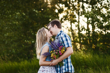 beautiful kissing outdoors