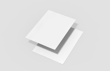 A4 paper on isolated white background, mock up template ready for your design, 3d illustration