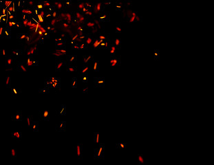 flame of fire with sparks on a black background