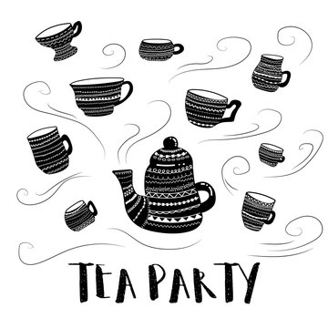 Vector Tea Party BW