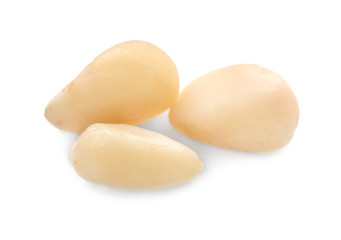 Tasty pine nuts in white background