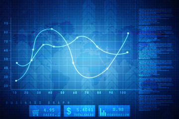 2d rendering Stock market online business concept. business Graph 