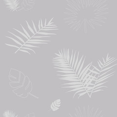 Vector illustration of a silhouette of a grey palm leafs