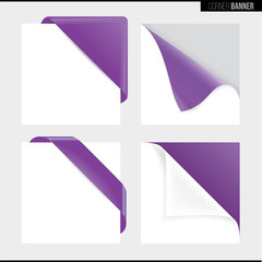 Purple color corner banner, vector illustration