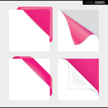 Pink color corner banner, vector illustration