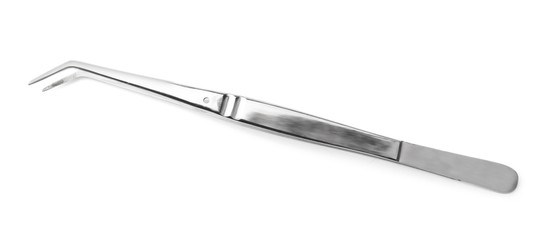 Dentist's tweezers on white background