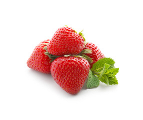 Sweet ripe strawberries on white background