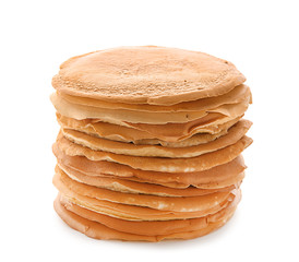 Delicious pancakes on white background
