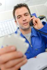 worker on telephone