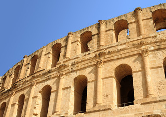 Fototapeta premium Well-preserved Colosseum of the Roman Empire. El Jem. Tunisia. Africa.