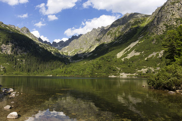 Naklejka na ściany i meble View on mountain Peaks and alpine Landscape of the High Tatras, Slovakia
