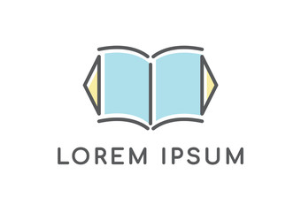 ebook vector logo design template editable stroke, line minimal notebook icon, education abstract sign, vector illustration