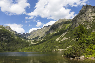 Plakat View on mountain Peaks and alpine Landscape of the High Tatras, Slovakia