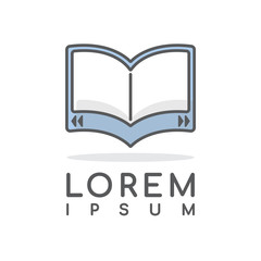 ebook vector logo design template editable stroke, line minimal tablet icon, education abstract sign, vector illustration