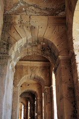 Fototapeta na wymiar Well-preserved Colosseum of the Roman Empire. El Jem. Tunisia. Africa.