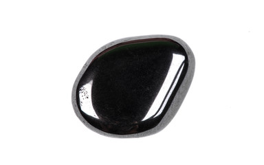 one black shiny stone on white isolated background