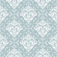 Orient classic light blue and white pattern. Seamless abstract background with repeating elements. Orient background