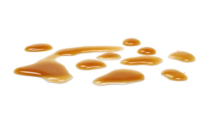 Spilled beer puddle isolated on white background and texture, clipping path