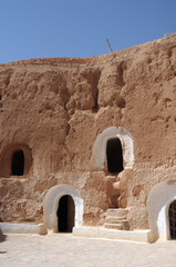 Underground dwellings of troglodytes in the Atlas Mountains. Sahara. Tunisia. Africa.
