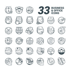 33 Business and Office Line Style Icons