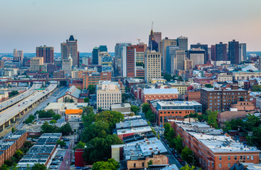 Fototapeta premium Widok na panoramę centrum Baltimore w stanie Maryland