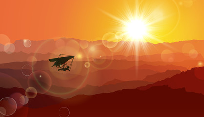 Fototapeta na wymiar Paraglider, Sunset, Sky