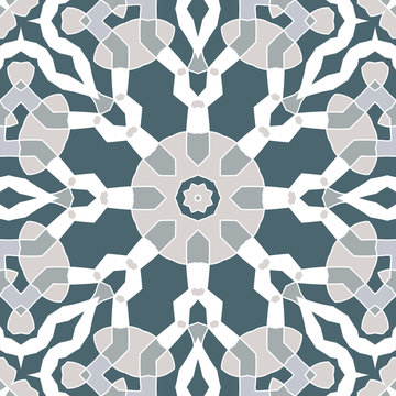 Oriental seamless geometric fabric pattern. Ethnicity Greco Roman ornament. Ornamental background, texture, tiled. Mandala decor. Arabic, Islamic, moroccan, asian, indian native african motifs.
