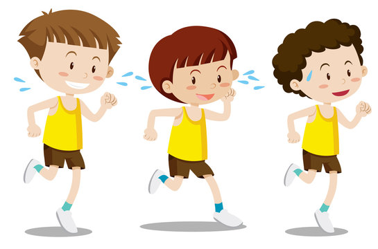 A set of boys exercise