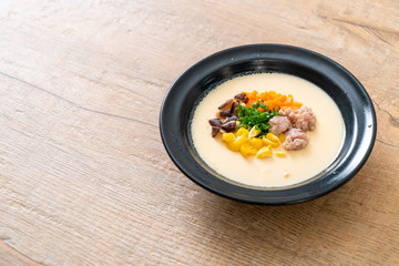 steamed egg with mince pork and vegetable