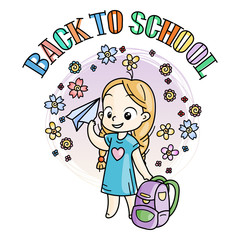 Welcome back to school. Cute school kid ready to education.