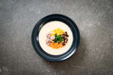 steamed egg with mince pork and vegetable