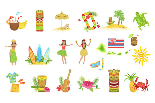 Hawaiian Vacation Set Of Classic Symbols