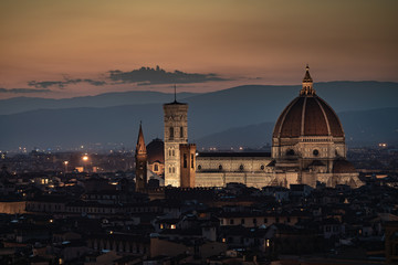 Fototapeta na wymiar Panorama of Florence at sunset