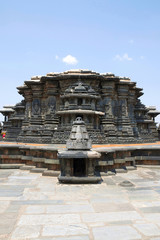 View of stellate, star Shape, form of shrine outer wall at the Chennakeshava temple. Belur,...