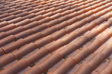 Tiled rooftops at the sunny day