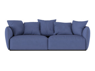 Fototapeta na wymiar Blue soft sofa with cushions