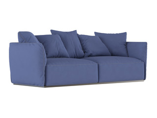 Blue soft sofa with cushions