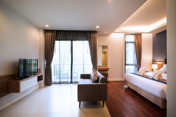 Comfort hotel bedroom in luxury style