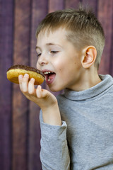 The boy with the donuts