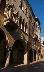Buildings in the historic town of Vittorio Veneto in the Veneto region of north east Italy
