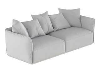 Gray soft sofa with cushions